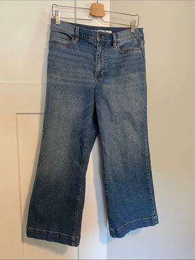 Lands' End Straight Wide-Leg Jeans in Medium Blue Wash